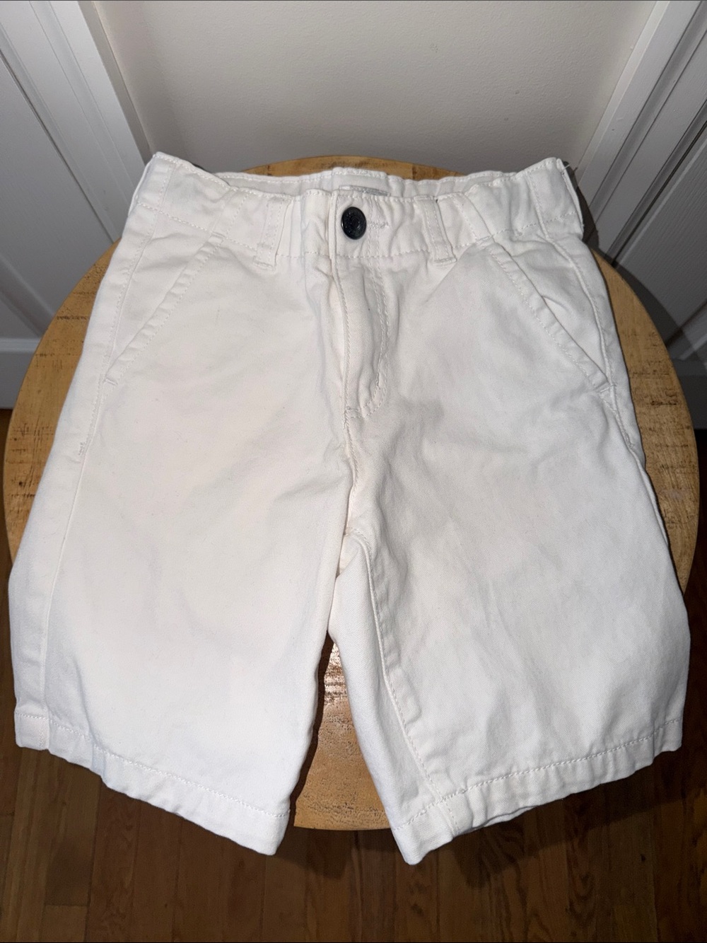 White Cotton Blend Boys Shorts